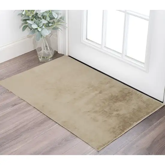 Tan Shag Non Skid Area Rug Photo 1