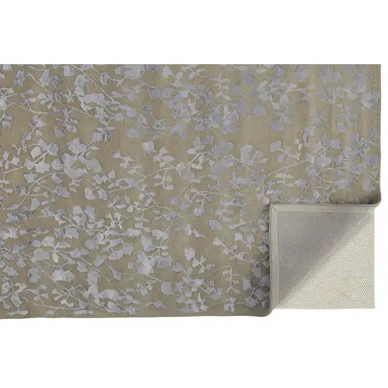 Tan Silver And Gray Wool Floral Tufted Handmade Area Rug Photo 3