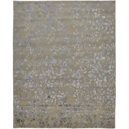 Tan Silver And Gray Wool Floral Tufted Handmade Area Rug Photo 1