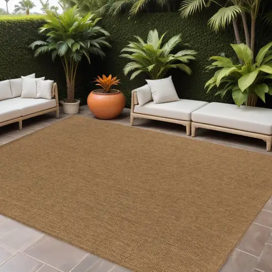 Tan Stain Resistant Indoor Outdoor Area Rug Photo 1