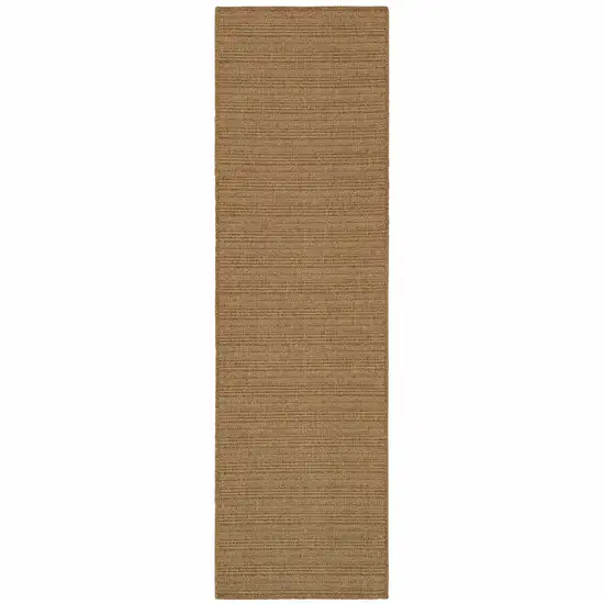 Tan Striped Stain Resistant Indoor Outdoor Area Rug Photo 1