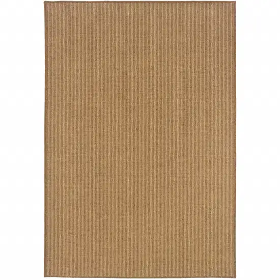 Tan Striped Stain Resistant Indoor Outdoor Area Rug Photo 1