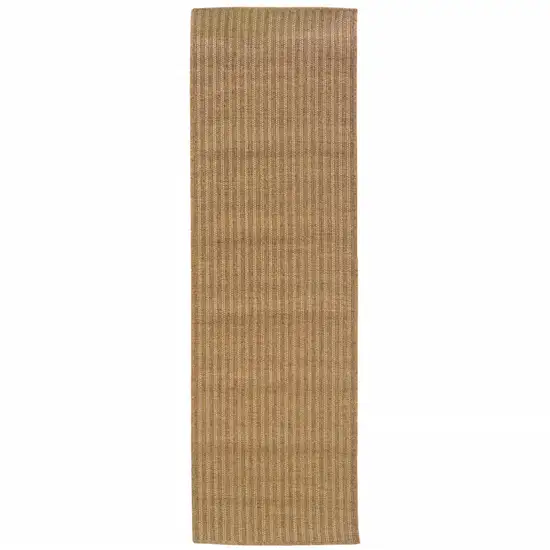 Tan Striped Stain Resistant Indoor Outdoor Area Rug Photo 1