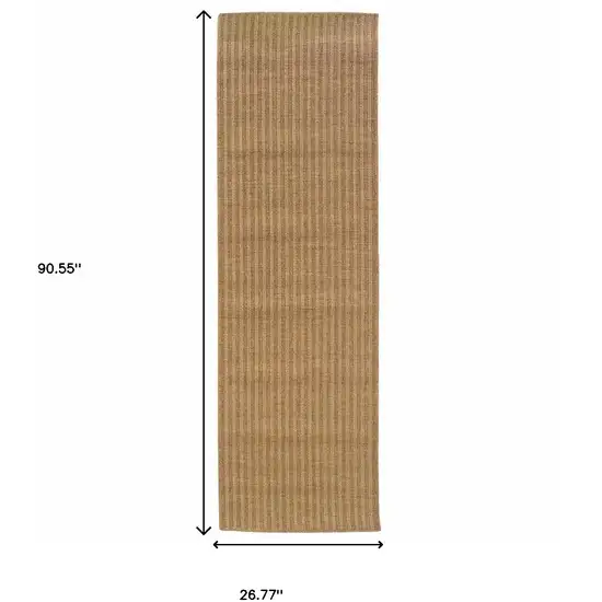 Tan Striped Stain Resistant Indoor Outdoor Area Rug Photo 6