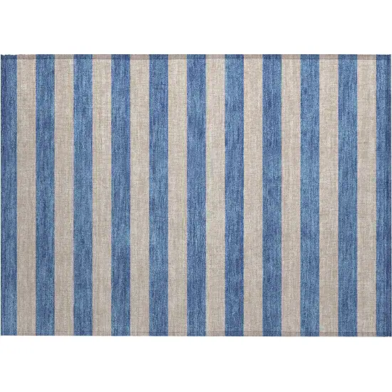 Tan Striped Washable Non Skid Indoor Outdoor Area Rug Photo 2