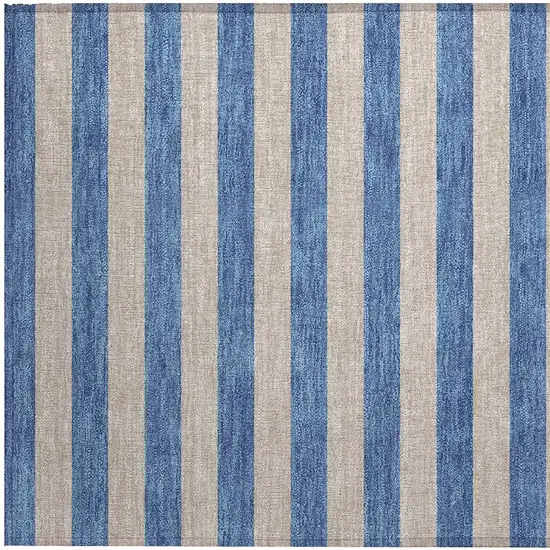 Tan Striped Washable Non Skid Indoor Outdoor Area Rug Photo 7