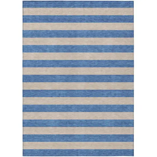 Tan Striped Washable Non Skid Indoor Outdoor Area Rug Photo 2