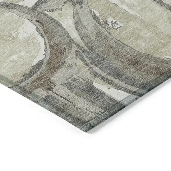 Tan Taupe And Beige Geometric Washable Indoor Outdoor Area Rug Photo 4