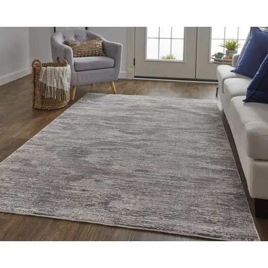 Tan Taupe And Gray Abstract Power Loom Distressed Stain Resistant Area Rug Photo 6