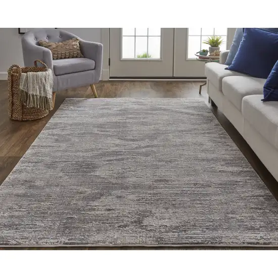 Tan Taupe And Gray Abstract Power Loom Distressed Stain Resistant Area Rug Photo 5