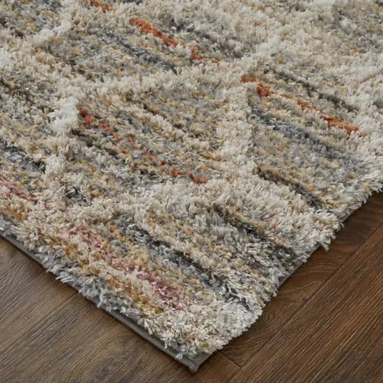 Tan Taupe And Ivory Geometric Power Loom Stain Resistant Area Rug Photo 3