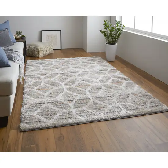 Tan Taupe And Ivory Geometric Power Loom Stain Resistant Area Rug Photo 7