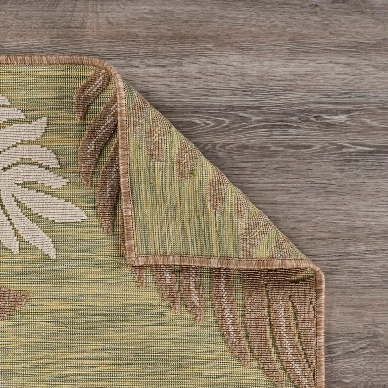 Tan Tropical Sprigs Indoor Outdoor Area Rug Photo 3