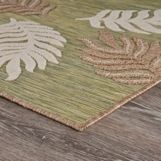 Tan Tropical Sprigs Indoor Outdoor Area Rug Photo 6