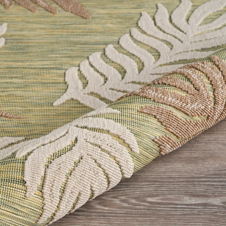 Tan Tropical Sprigs Indoor Outdoor Area Rug Photo 4