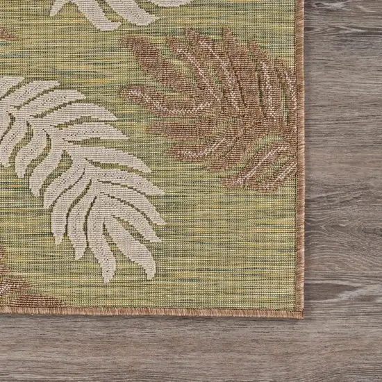 Tan Tropical Sprigs Indoor Outdoor Area Rug Photo 5