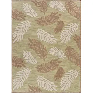 Photo of Tan Tropical Sprigs Indoor Outdoor Area Rug