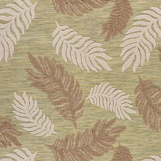 Tan Tropical Sprigs Indoor Outdoor Area Rug Photo 2