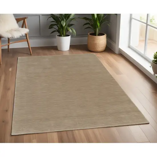 Tan Wool Hand Woven Area Rug Photo 1