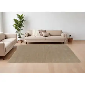 Photo of Tan Wool Hand Woven Area Rug