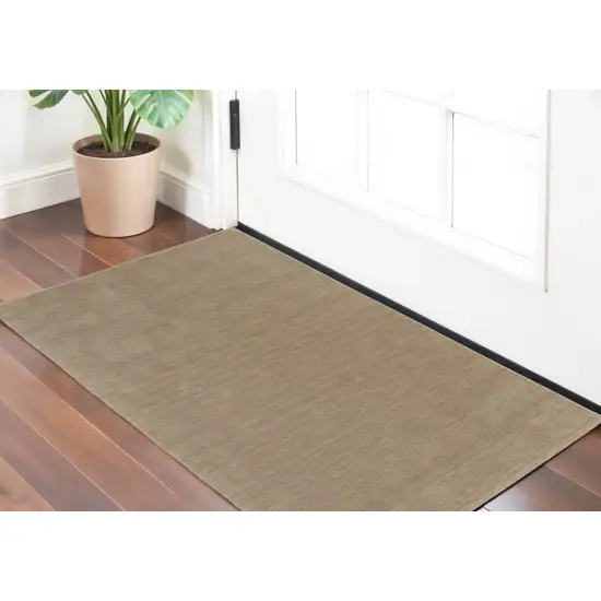 Tan Wool Hand Woven Area Rug Photo 1