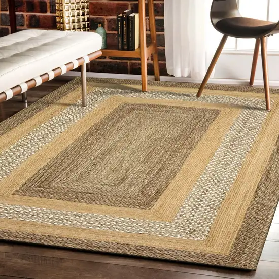 Tan and Beige Bordered Area Rug Photo 7