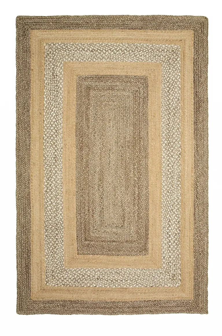 Tan and Beige Bordered Area Rug Photo 3