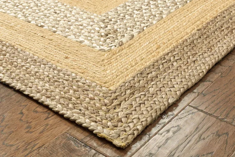 Tan and Beige Bordered Area Rug Photo 5