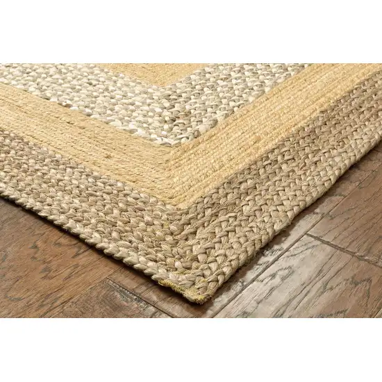 Tan and Beige Bordered Area Rug Photo 5