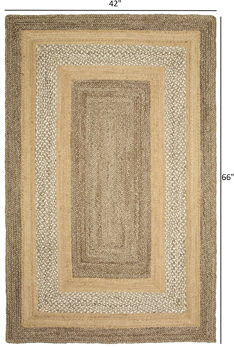 Tan and Beige Bordered Area Rug Photo 2