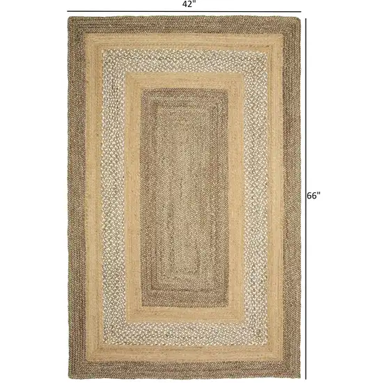 Tan and Beige Bordered Area Rug Photo 2