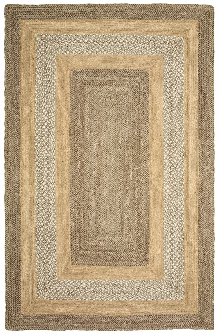 Tan and Beige Bordered Area Rug Photo 1