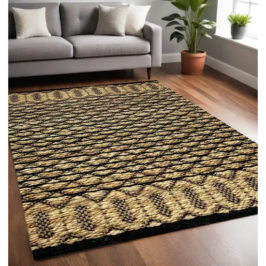 Tan and Black Hand Woven Area Rug Photo 1