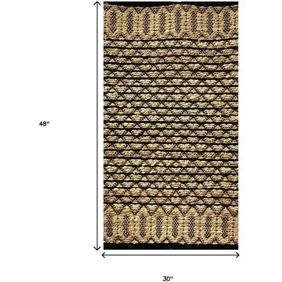 Tan and Black Hand Woven Area Rug Photo 3