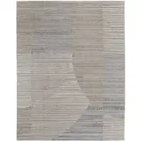 Photo of Tan and Blue Abstract Hand Woven Worn Faded Area Rug