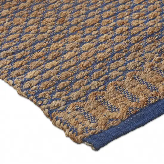 Tan and Blue Detailed Lattice Area Rug Photo 4