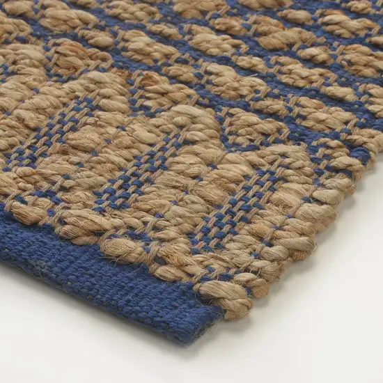 Tan and Blue Detailed Lattice Area Rug Photo 6