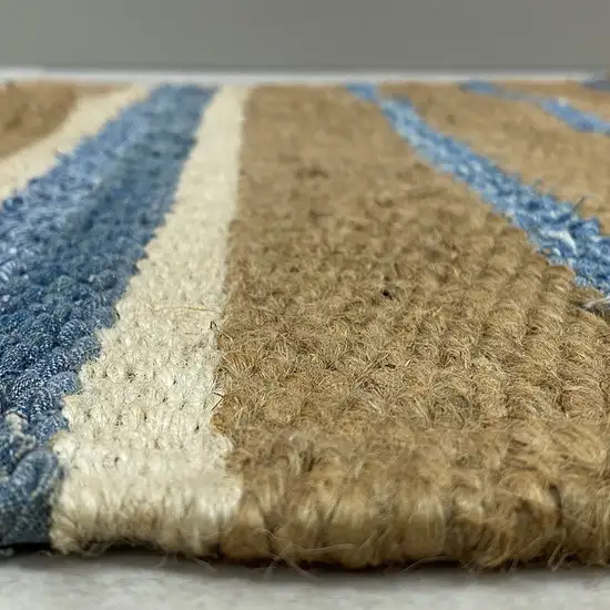 Tan and Blue Striped Area Rug Photo 7