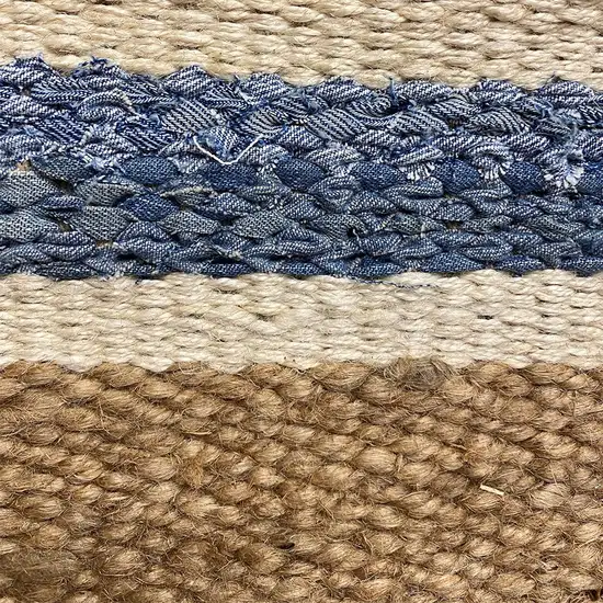 Tan and Blue Striped Area Rug Photo 2