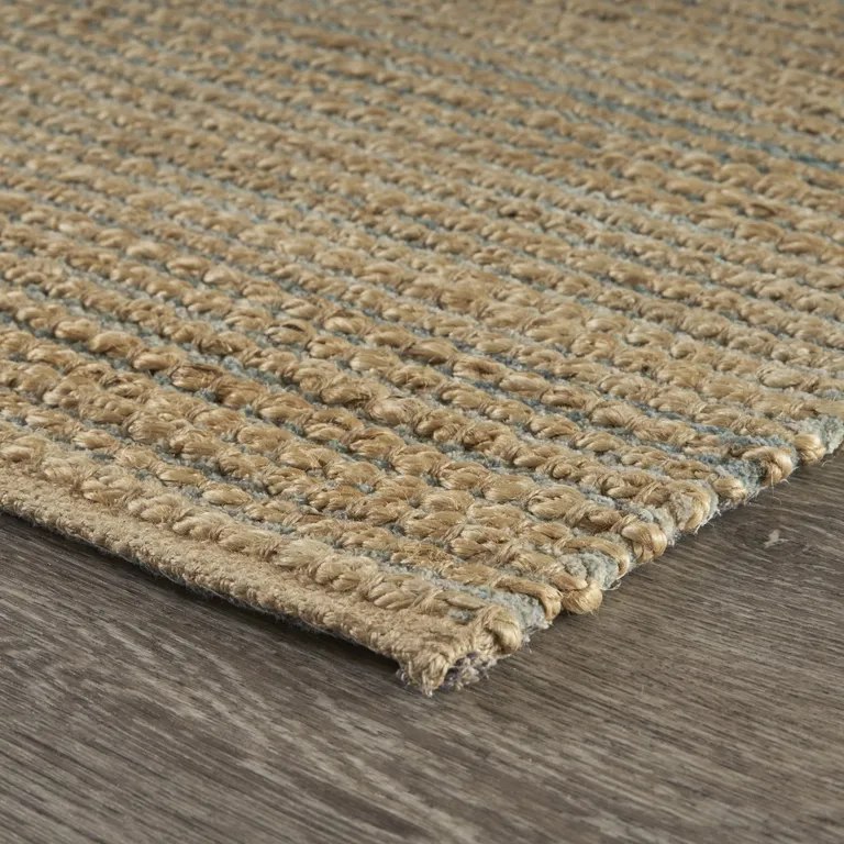 Tan and Blue Undertone Striated Area Rug Photo 4