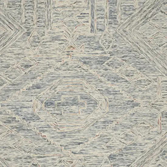 Tan and Blue Wool Geometric Area Rug Photo 9