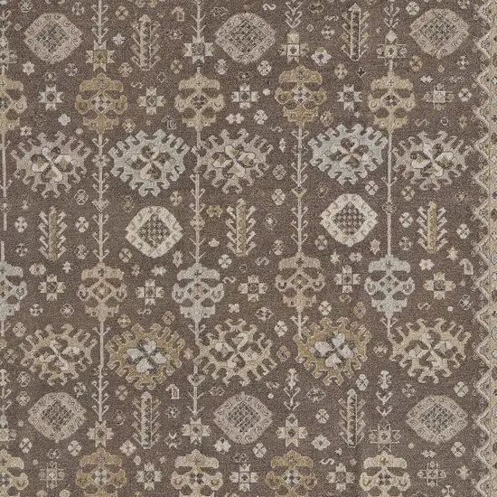 Tan and Brown Wool Oriental Hand Knotted Area Rug With Fringe Photo 8