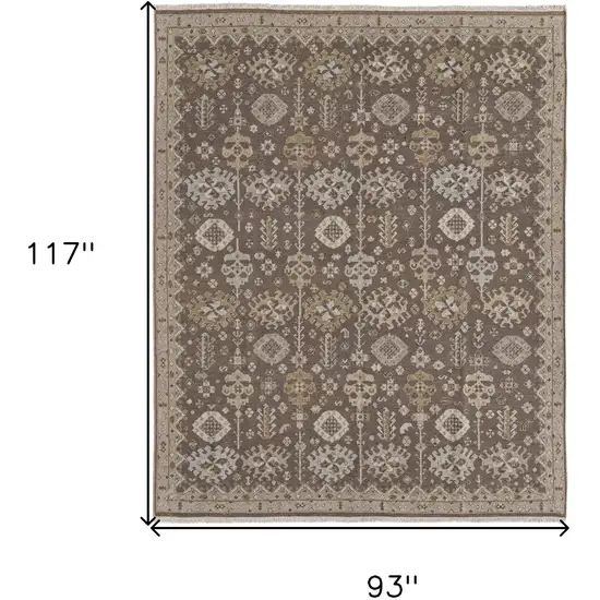 Tan and Brown Wool Oriental Hand Knotted Area Rug With Fringe Photo 3