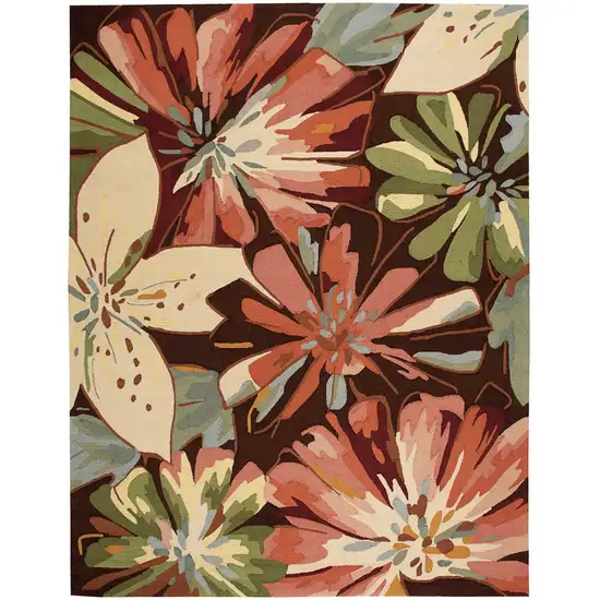 Tan and Dark Brown Botanical Leaves Hand Carved Handmade Area Rug Photo 8