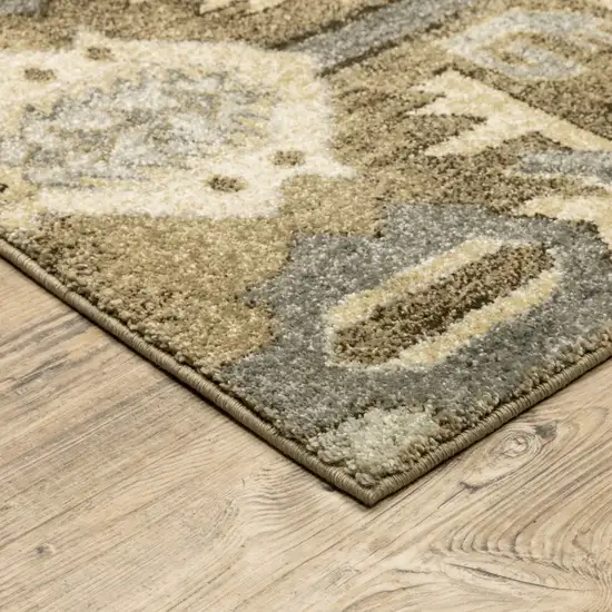 Tan and Gold Central Medallion Indoor Area Rug Photo 2