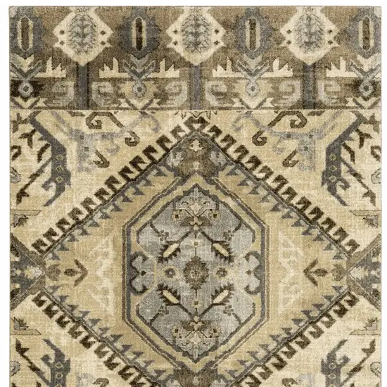 Tan and Gold Central Medallion Indoor Area Rug Photo 4