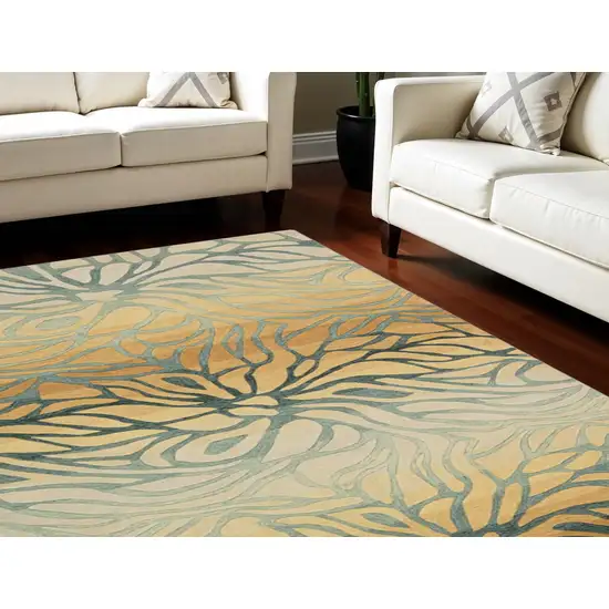 Tan and Gray Abstract Area Rug Photo 1