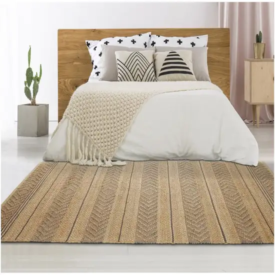 Tan and Gray Bohemian Striped Area Rug Photo 8