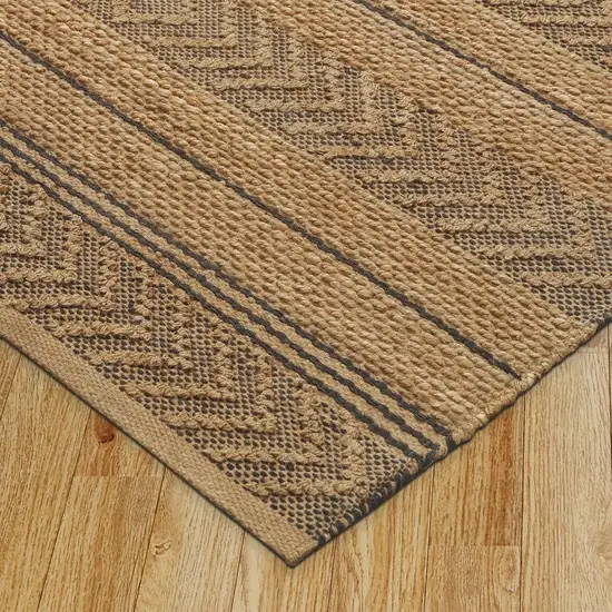 Tan and Gray Bohemian Striped Area Rug Photo 3