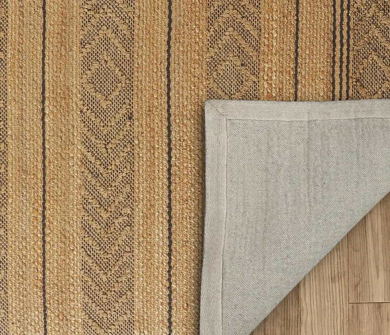 Tan and Gray Bohemian Striped Area Rug Photo 5